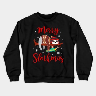 Merry Slothmas Sloth In Santa Hat Christmas Gift Crewneck Sweatshirt